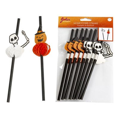 Papperssugrör Halloween Skelett - 8-pack