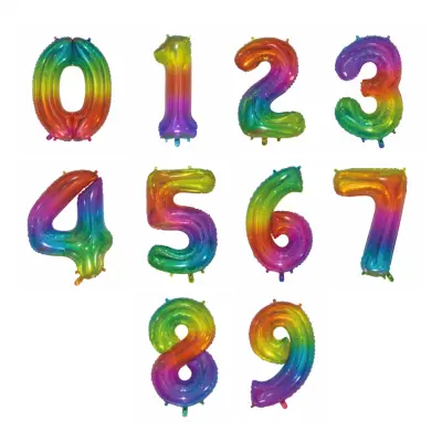 Heliumballong siffra regnbåge - 76 cm Siffra 3
