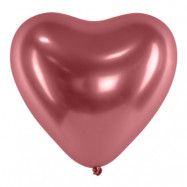 Hjärtballonger Krom Rosa - 50-pack