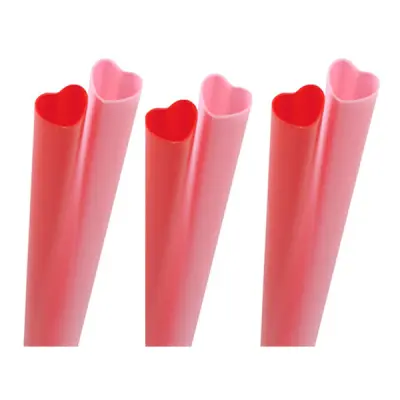 Hjärtformade Sugrör Rosa/Röda - 25-pack