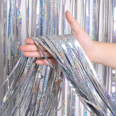 Glitterdraperi Holografiskt - Silver