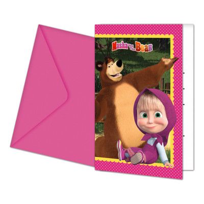 Injbudningskort Masha och Björnen - 6-pack