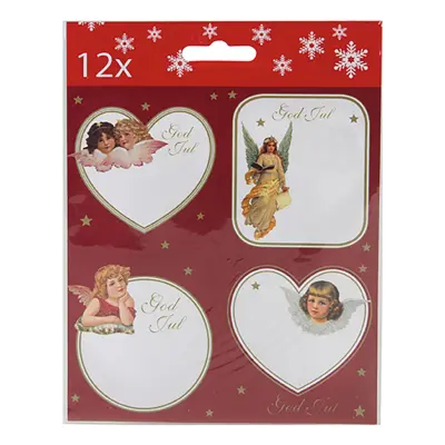 Juletiketter God Jul Änglar - 12-pack