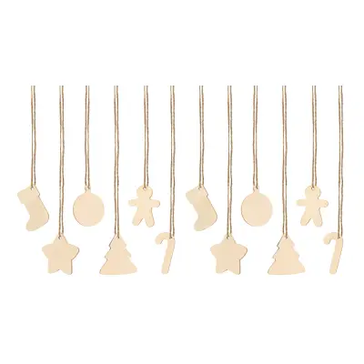 Juletiketter i Trä Xmas - 12-pack