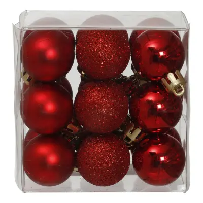 Julgranskulor Små Mix Röd - 18-pack