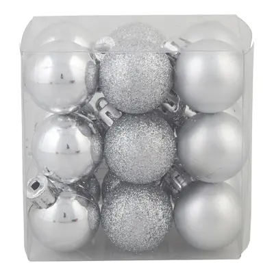 Julgranskulor Små Mix Silver - 18-pack
