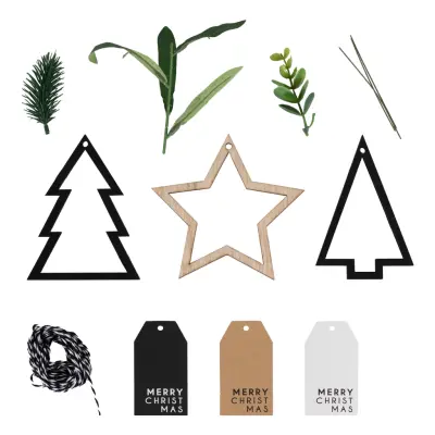 Julklappskit Snören och Etiketter Svart