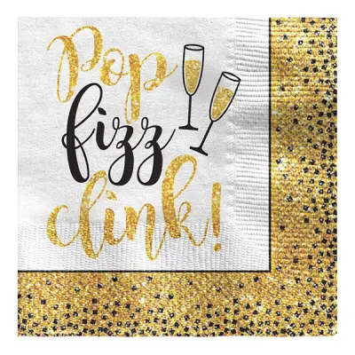 Kaffeservetter Happy New Year Glitterguld - 36-pack