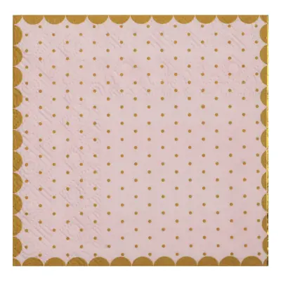 Kaffeservetter Prickiga Rosa/Guld - 20-pack