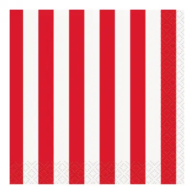 Kaffeservetter Röda Randiga - 16-pack