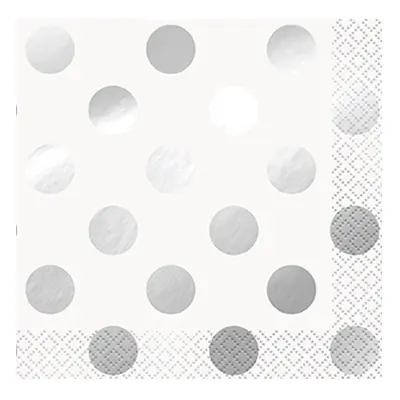 Kaffeservetter Silver/Vit Prickiga - 16-pack