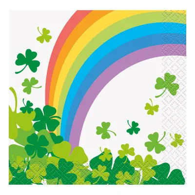Kaffeservetter St Patrick's Day Regnbåge - 16-pack