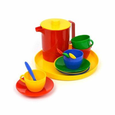 Kaffeservis med bricka Plast