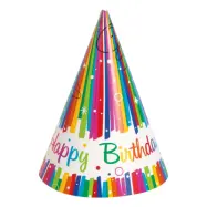 Partyhattar Födelsedag Regnbåge - 8-pack