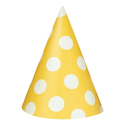 Partyhattar Gula Prickiga - 8-pack