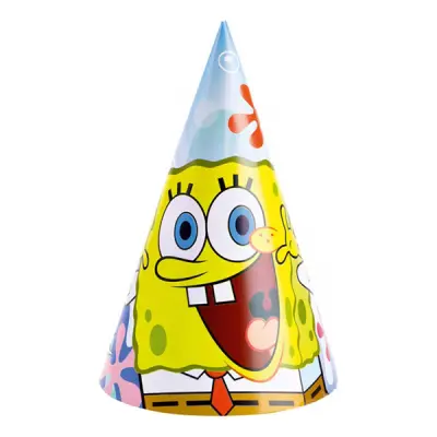 Partyhattar SvampBob Fyrkant - 6-pack