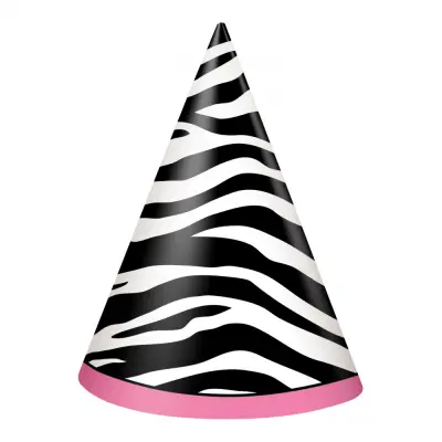 Partyhattar Zebra - 8-pack