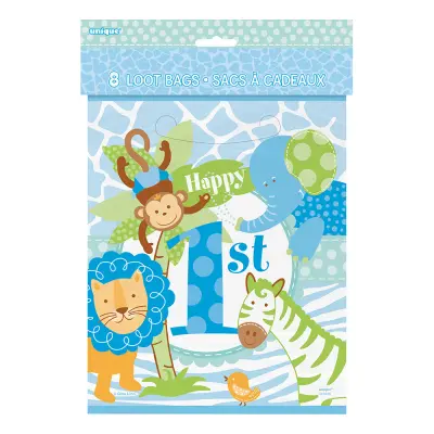 Kalaspåsar 1-årskalas Blå - 8-pack