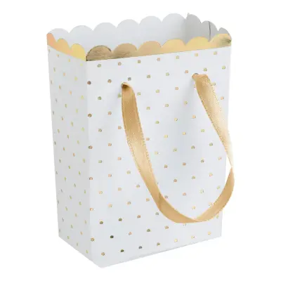 Kalaspåsar Prickiga Vit/Guld - 6-pack