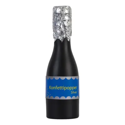 Konfetti Popper Champagneflaska Silver