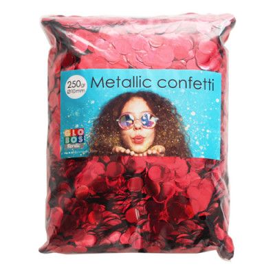 Konfetti Röd Metallic Runda - 250 gram