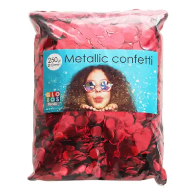Konfetti Röd Metallic Runda - 250 gram