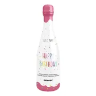 Konfettikanon Flaska Happy Birthday Rosa - 32 cm
