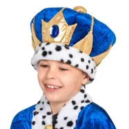 Kungakrona Sammet Blå för Barn - One size