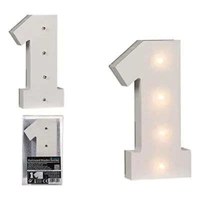 LED-Siffra i Trä Vit - Siffra 1