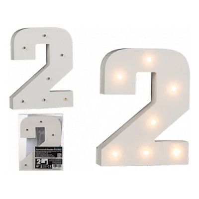 LED-Siffra i Trä Vit - Siffra 2