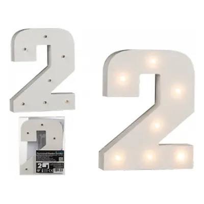 LED-Siffra i Trä Vit - Siffra 2