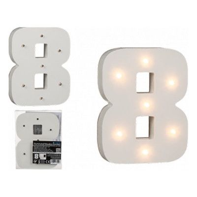 LED-Siffra i Trä Vit - Siffra 8