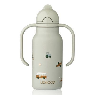 Liewood sugrörsflaska Kimmie rostfri med handtag, fordon blå