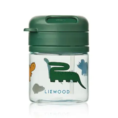 Liewood sugrörsflaska Pavia 280 ml, dinosaurs/mist