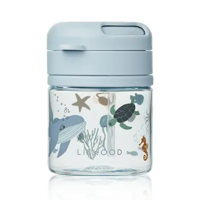 Liewood sugrörsflaska Pavia 280 ml, sea creature/sandy