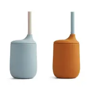 Liewood sugrörsmugg Ellis silikon 2-p, mustard/sea blue