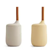 Liewood sugrörsmugg Ellis silikon 2-p, sandy multi mix