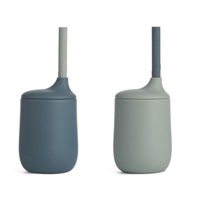 Liewood sugrörsmugg Ellis silikon 2-p, whale blue/dove blue