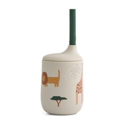 Liewood sugrörsmugg Ellis silikon, safari