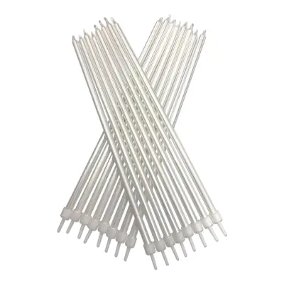 Ljus Långa med Hållare Pärlvita - 16-pack