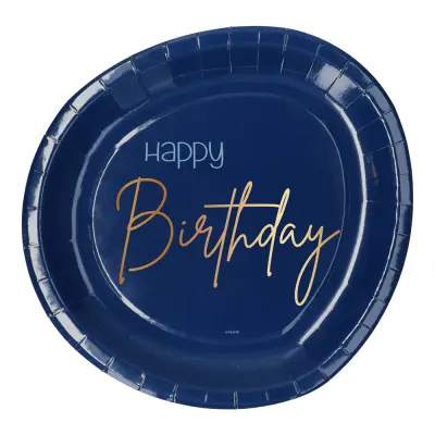 Papperstallrikar Happy Birthday True Blue - 8-pack