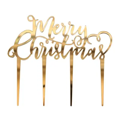 Merry Christmas Tårtdekoration Guld