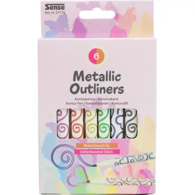 Metallic Outliners Konturpennor 6-pack - Sense -  Leksaksaffären