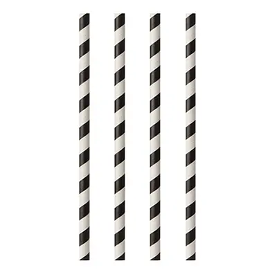 Milkshakesugrör av Papper Svarta Randiga - 100-pack