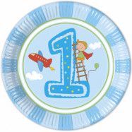 Decorata Min första födelsedag, Blå Tallrik 23 cm 8 st