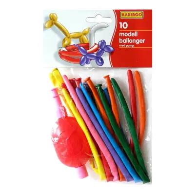 Modellballonger med Pump - 10-pack