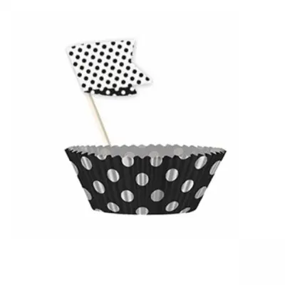 Muffinsformar med flagga prickiga svarta 48 delar
