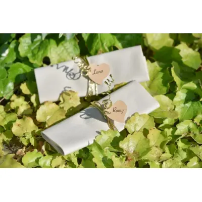 Namnlapp hjärta natur 10-pack