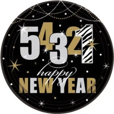 Nedräkning nyår assietter 8-pack