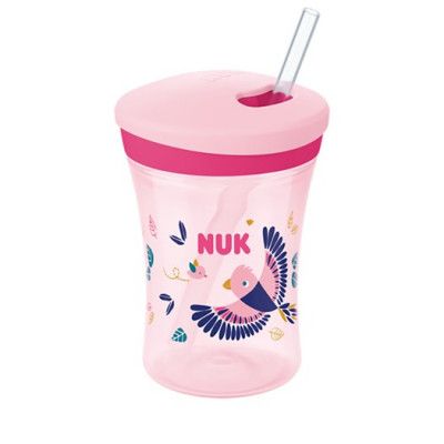 NUK sugrörsmugg Action Cup Chameleon 230 ml, rosa